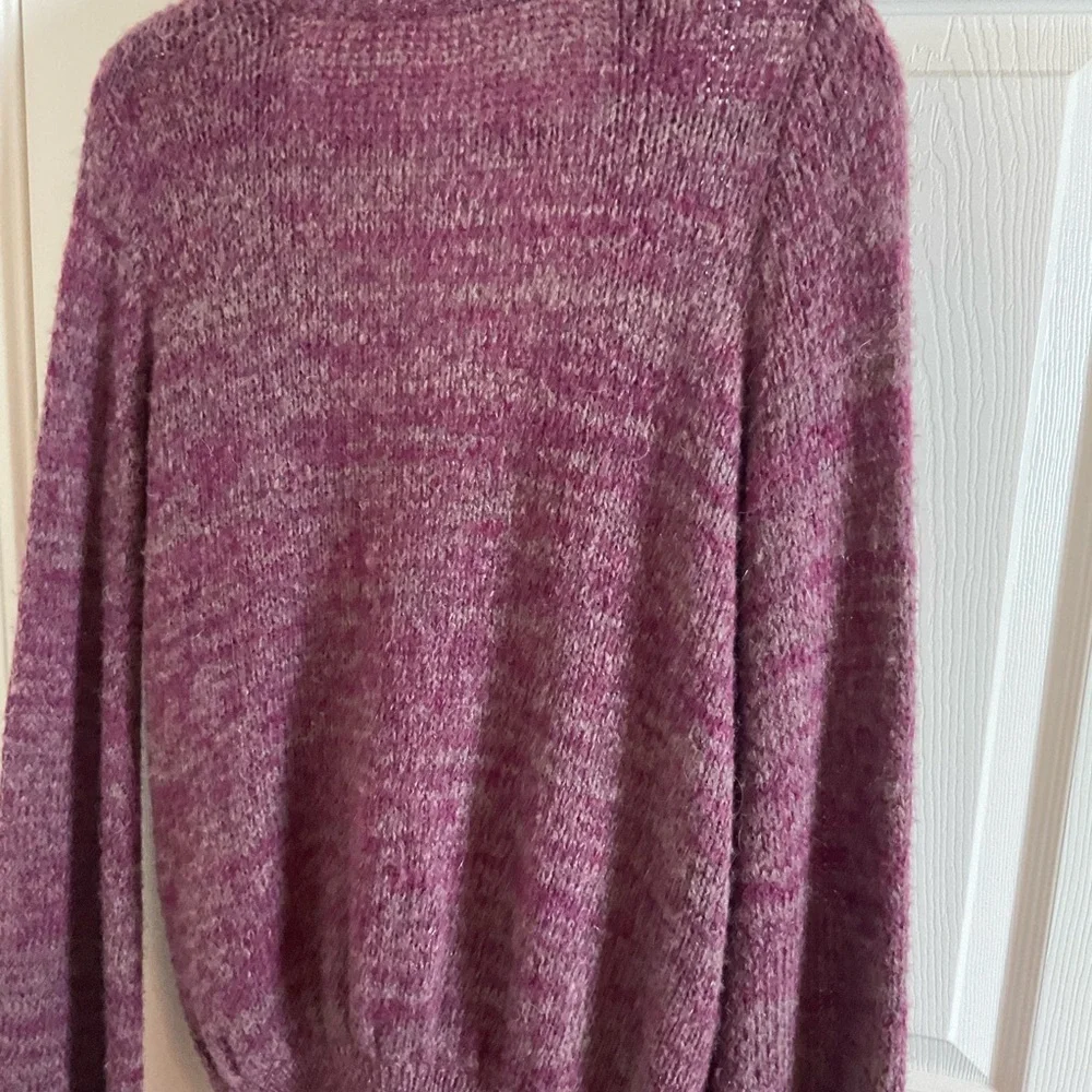 NWT Free People Karina Faux Wrap Sweater Berry Mela Purple XS Oversized